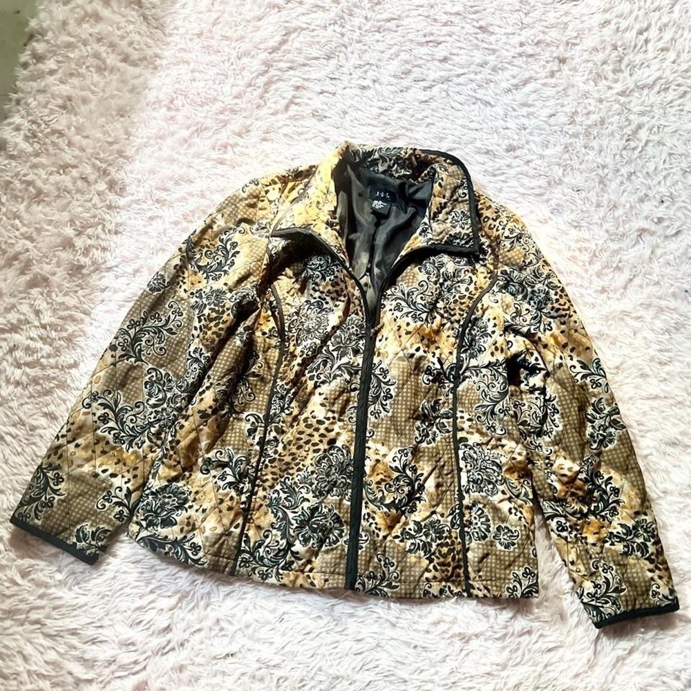 Quilted Paisley Floral Grandma Core Heritage Cozy Zip Jacket Womens XL Eclectic